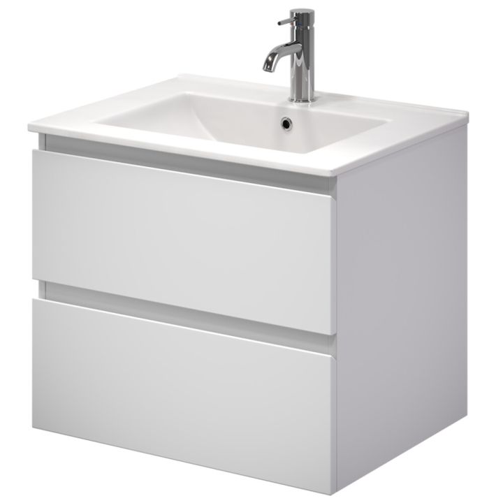 Baðinnrétting með handlaug 60 cm mött hvít Camden