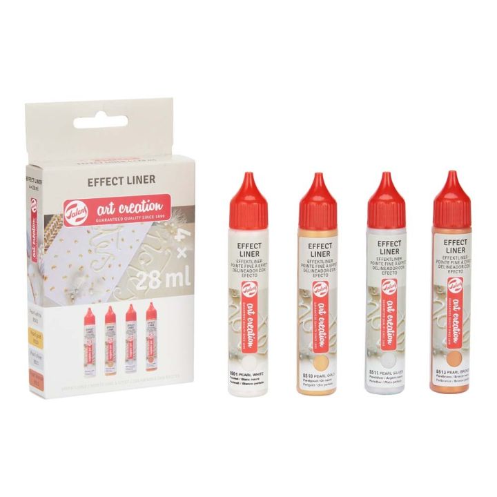 Föndurmálning 3D Effect Liner sett 4x28ml Standard Pearl