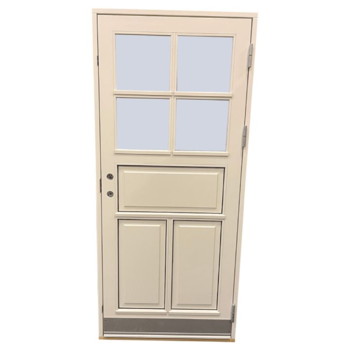 Útihurð H/út m/2x2 gleri og sparkbretti 2115 x 948 mm hvít