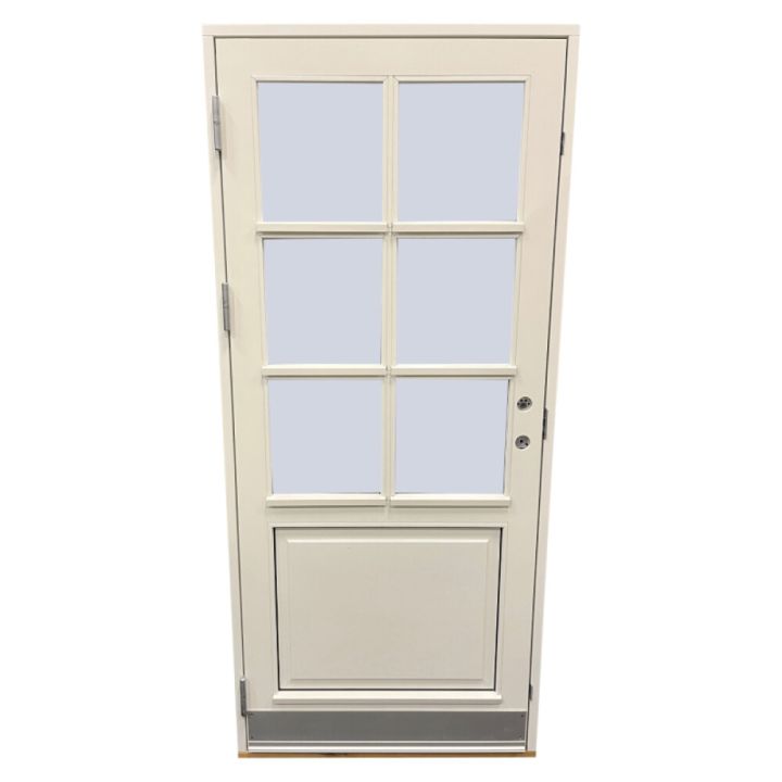 Útihurð V/út m/3x2 gleri og sparkbretti 2115 x 948 mm hvít