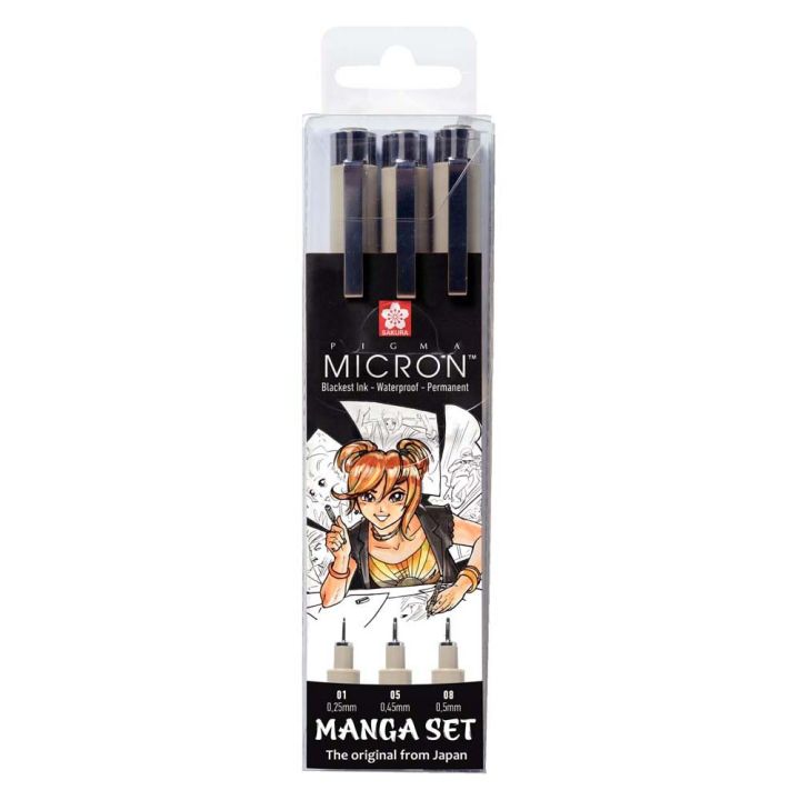 Skrautblýantar Pigma fineliner Manga 3 stærðir
