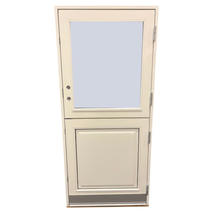 Tvískipt hurð H/út m/gleri og sparkbretti 2115 x 948 mm hvít