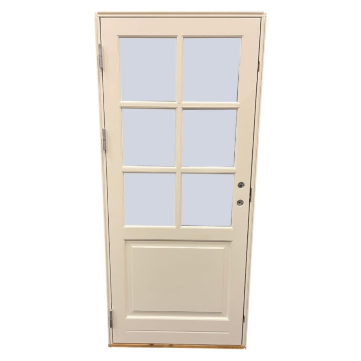 Útihurð V/inn m/3x2 gleri og sparkbretti 2115 x 948 mm hvít