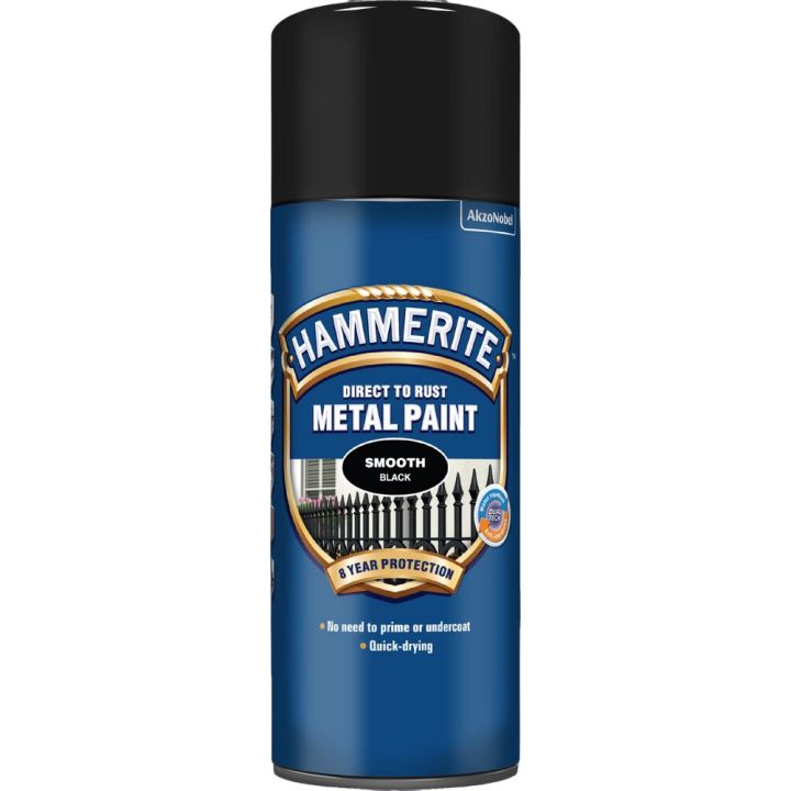 Járnsprey slétt áferð Hammerite svartur 400ml