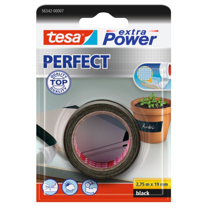 Strigalímband 19mm x 2,75m Tesa Extra Power Perfect svart