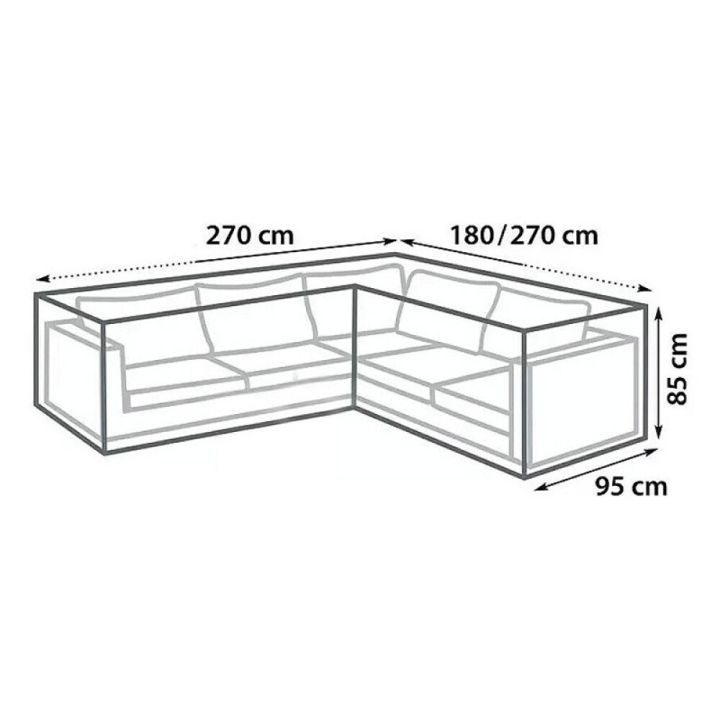 Yfirbreiðsla fyrir hornsófa 180x270x95x85 cm Sunfun svört