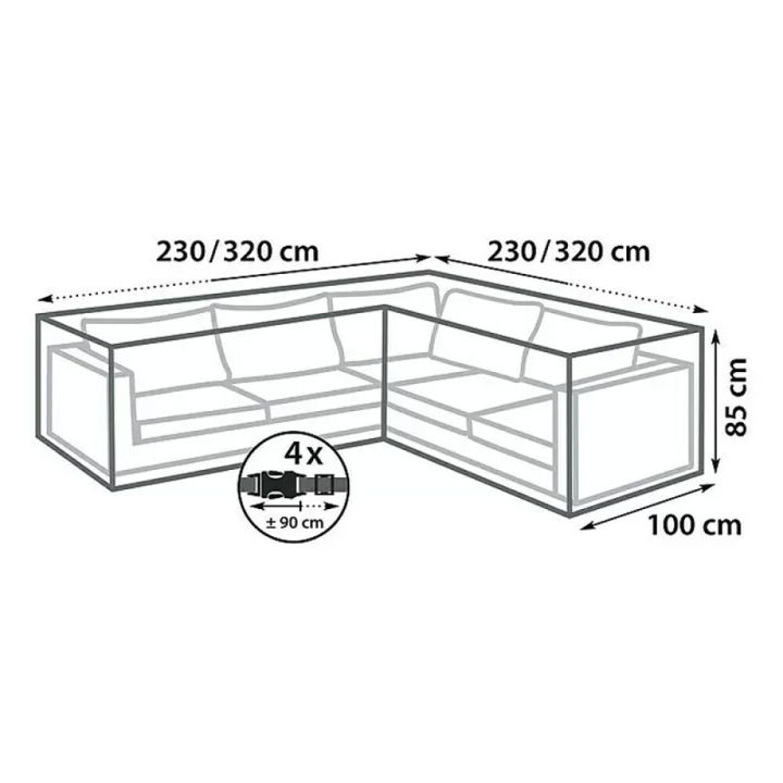 Yfirbreiðsla fyrir hornsófa 230x320x95x85 cm Sunfun svört