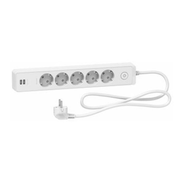 Fjöltengi 4 tengi + 2xUSB hvítt