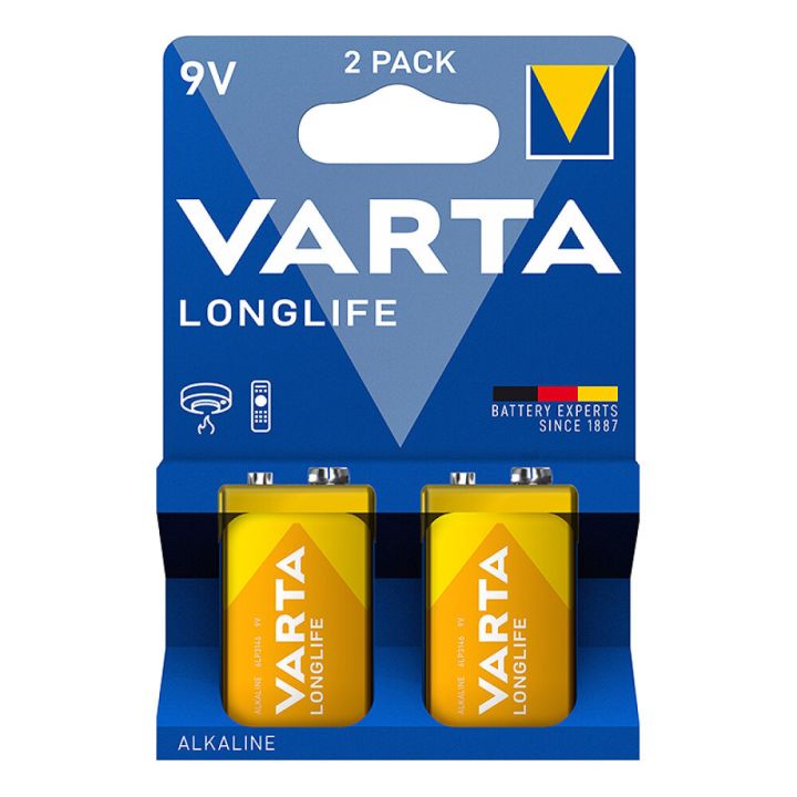 Rafhlöður 9V Varta Longlife Alkaline 2stk