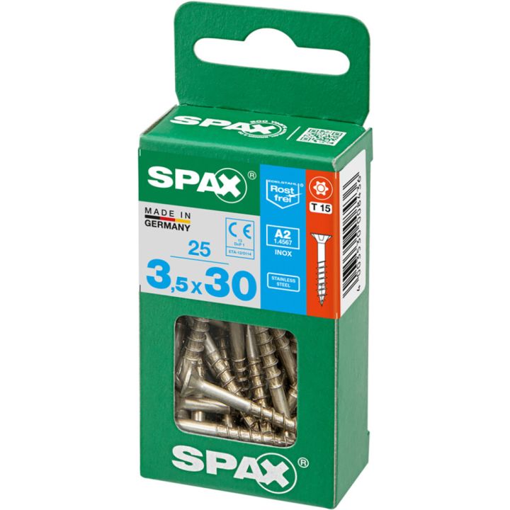 Tréskrúfur TX30 Ø3,5x30 mm 25 stk Spax A2