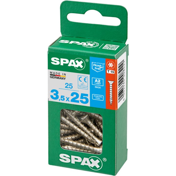 Tréskrúfur TX15 Ø3,5x25 mm 25 stk Spax A2