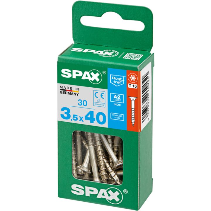 Tréskrúfur TX15 Ø3,5x40 mm 30 stk Spax A2