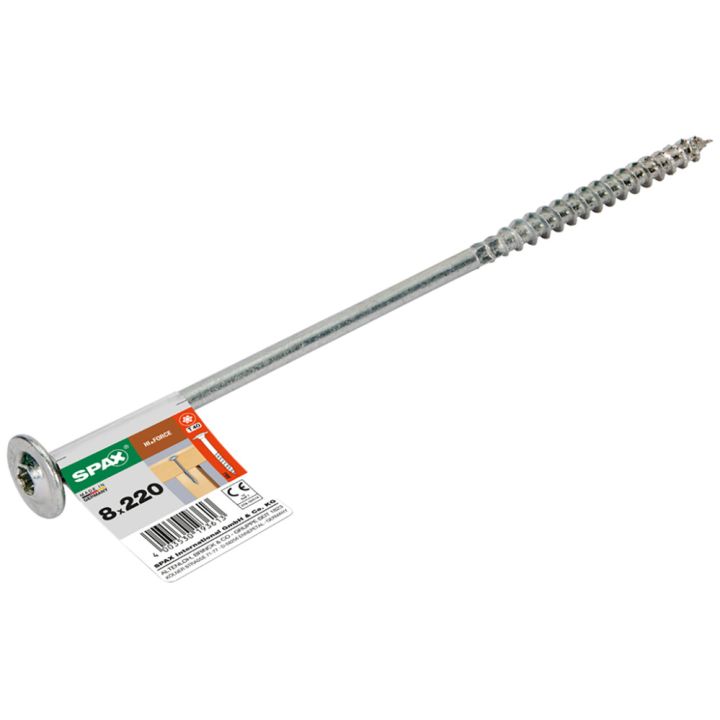 Tréskrúfa breiður haus TX40 Ø8x220 mm 1 stk Spax wirox
