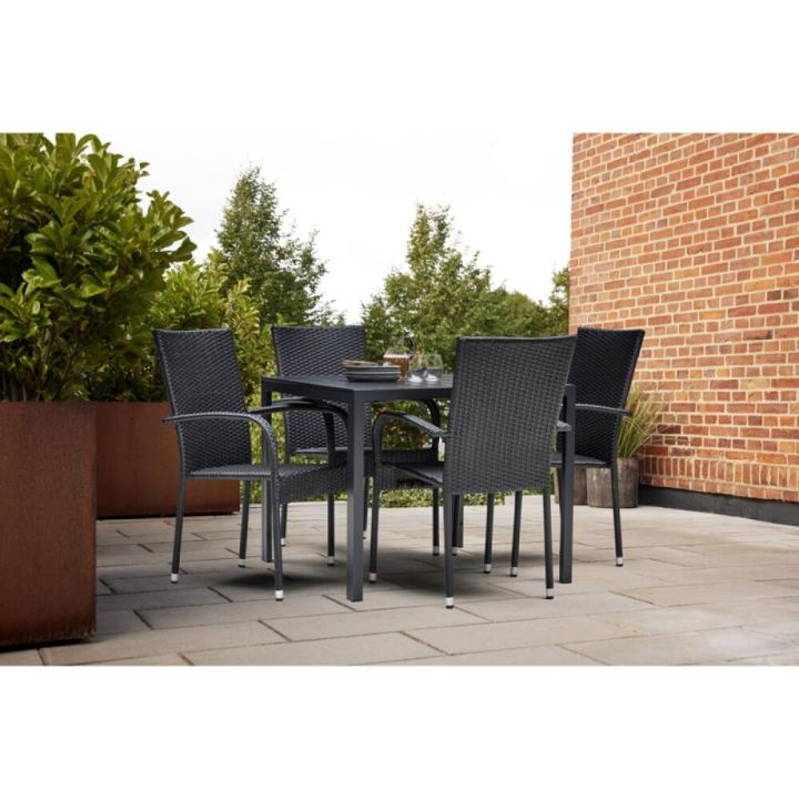 Garðborð 90x90 cm Bordeux og 4 stólar Anna