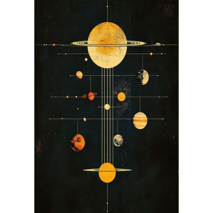 Hljóðvistarmynd sólkerfi dökk 1220x1800x20 mm InEx