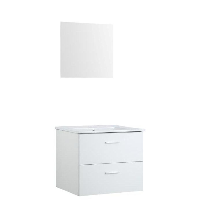 Baðinnrétting með spegil 60cm Bergamo matt hvít