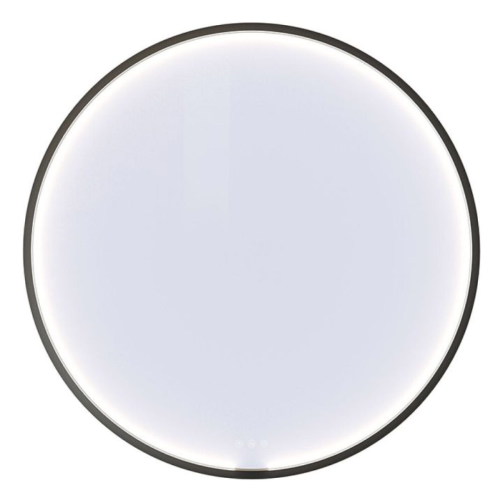 Spegill LED með ramma Ø90 cm Moon svartur