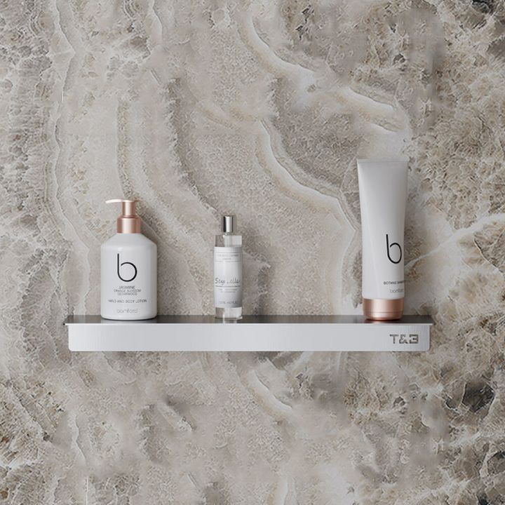 Baðherbergis hilla límfest L T1 T&B burstað ál