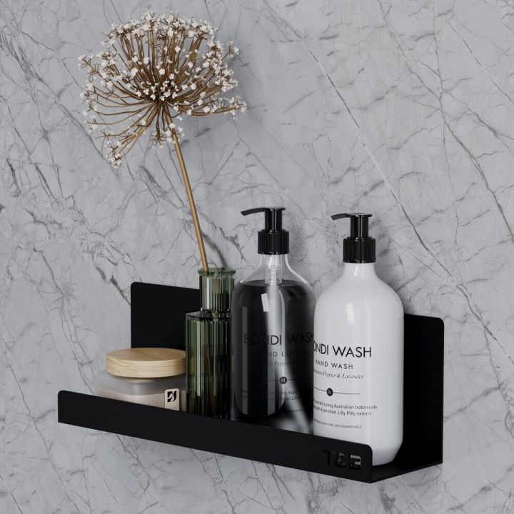 Baðherbergis hilla límfest T4 T&B matt svört