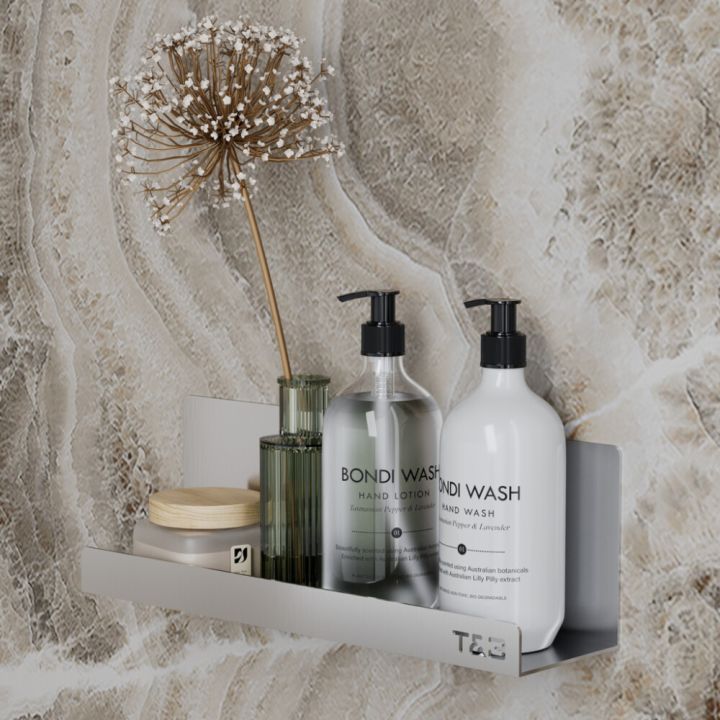 Baðherbergis hilla límfest T4 T&B burstað ál