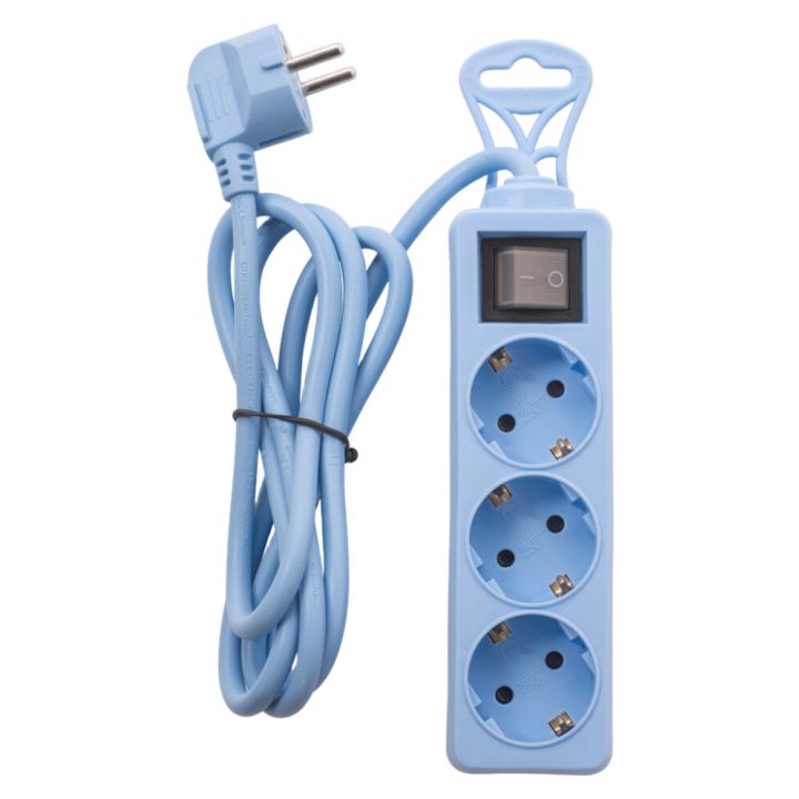 Fjöltengi með rofa 3F 1,5m Airam blátt