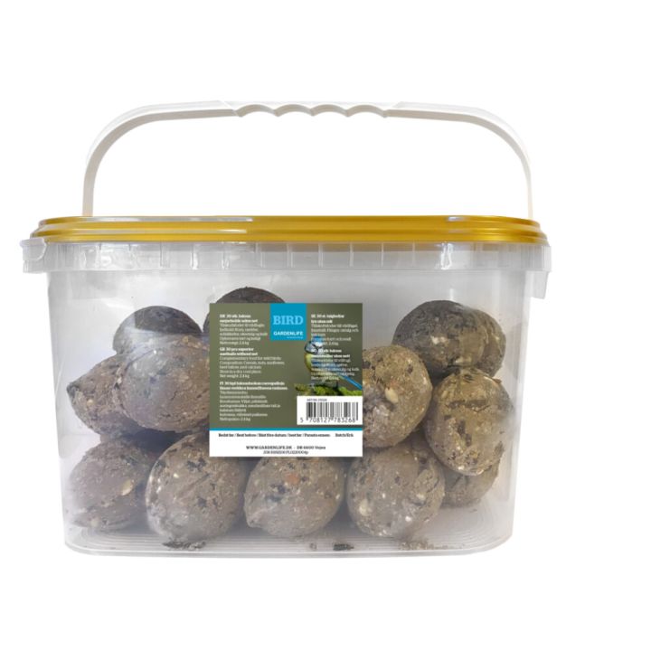 Fuglafræ lúxus fóðurkúlur 30 stk í fötu Garden Life