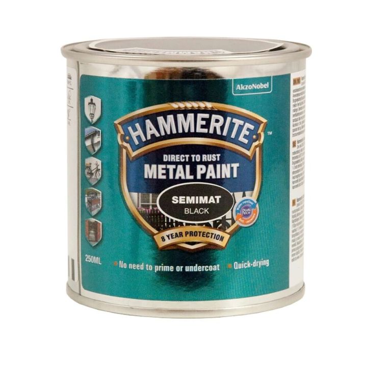 Járnmálning Hammerite hálfmött 0,25L svört