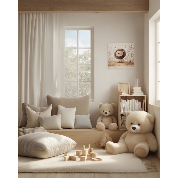 Hljóðvistarmynd sitjandi ljón 600x600x20 mm InEx