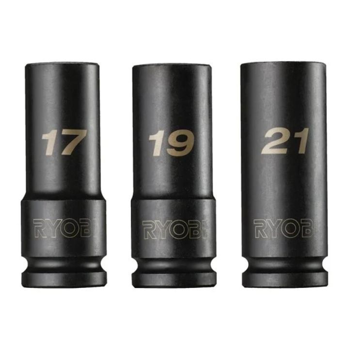 Toppar fyrir hersluvél 17/19/21mm Ryobi RHDIS3PC