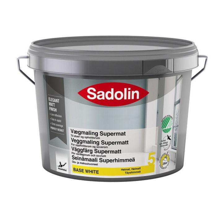 Vegg- og loftmálning Supermatt base hvítur 5L Sadolin