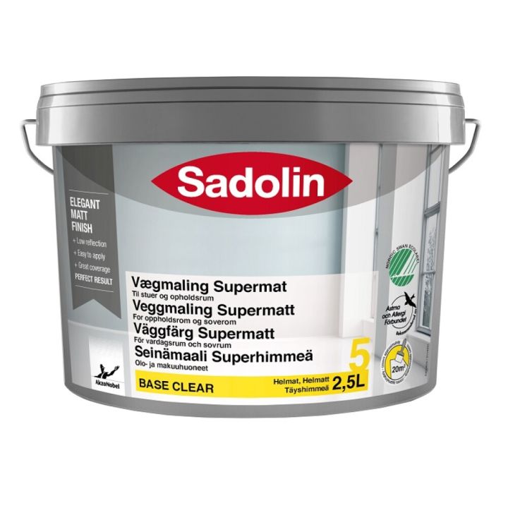Vegg- og loftmálning Supermatt base clear 2,5L Sadolin
