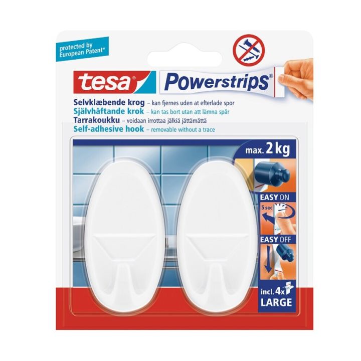 Krókur Tesa powerstrips límdur 2stk