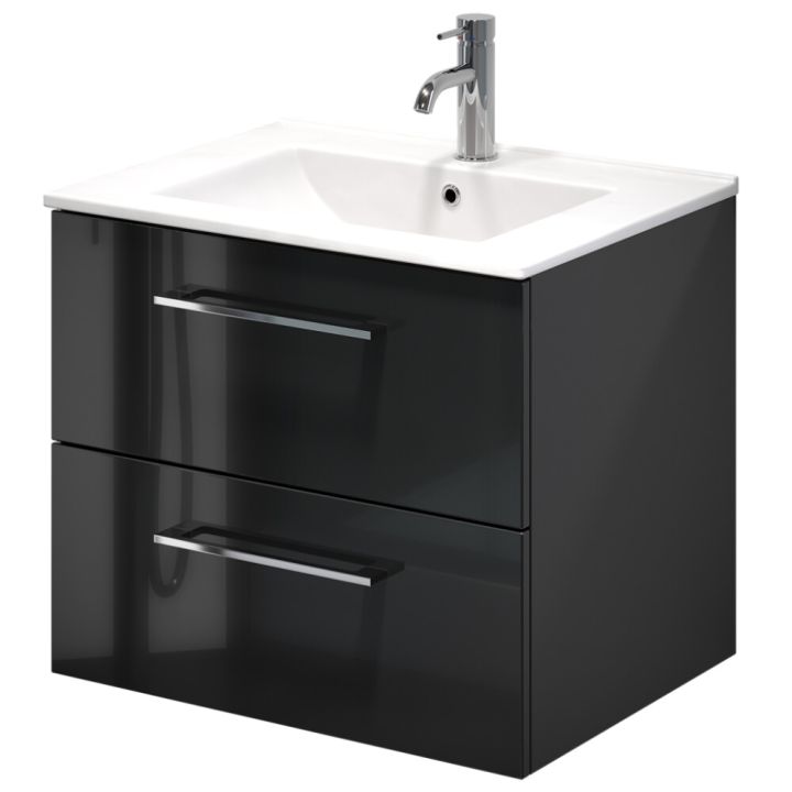 Baðinnrétting með handlaug 60 cm svört Camden