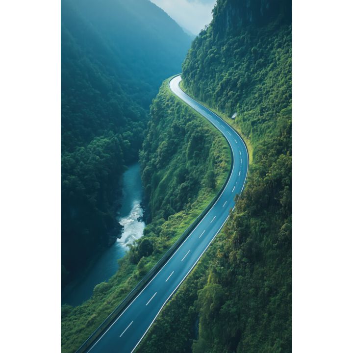 Hljóðvistarmynd landslag vegur og skógur 800x1220x20 mm InEx