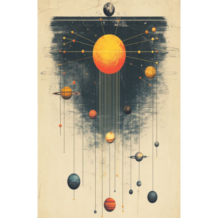 Hljóðvistarmynd sólkerfi ljós 800x1220x20 mm InEx