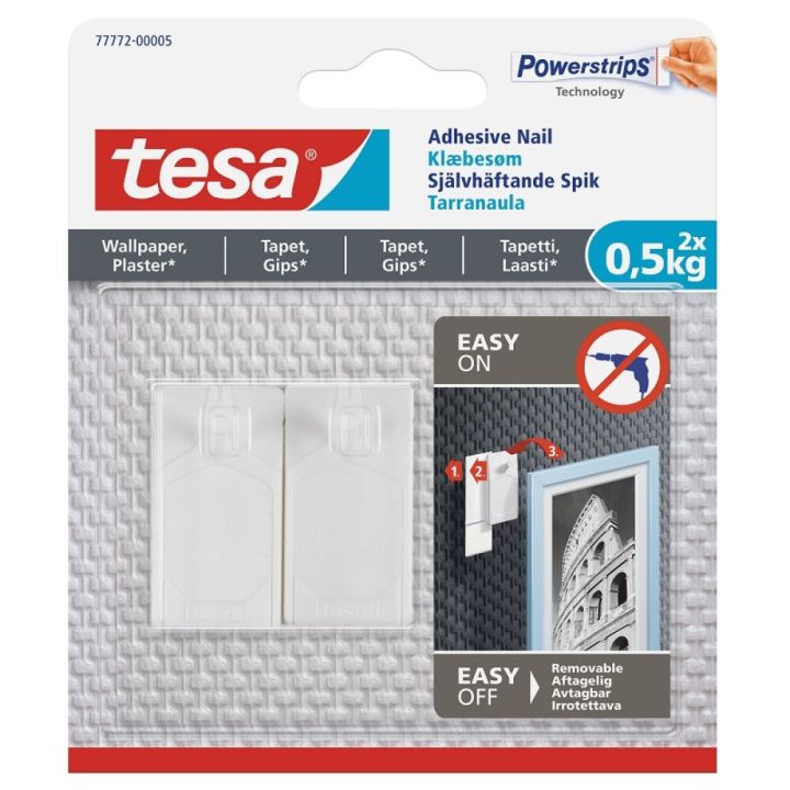 Veggfesting á veggfóður og gips límd Tesa 0,5kg 2stk