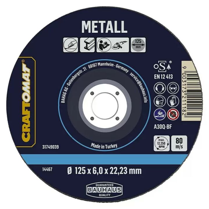 Slípiskífa 125x6mm Craftomat málmur
