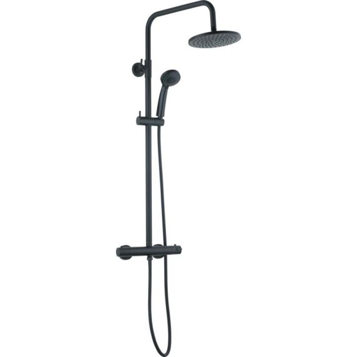 Sturtusett með blöndunartæki Lux Ø22 cm svart