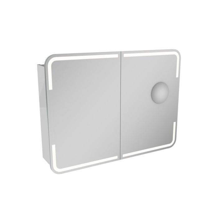 Speglaskápur rúnaður LED 100x73,7x15,7mm hvítur