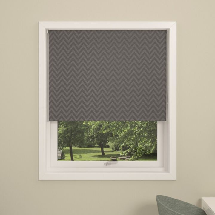 Myrkvunarrúllugardína 90x210 cm Zig Zag grá