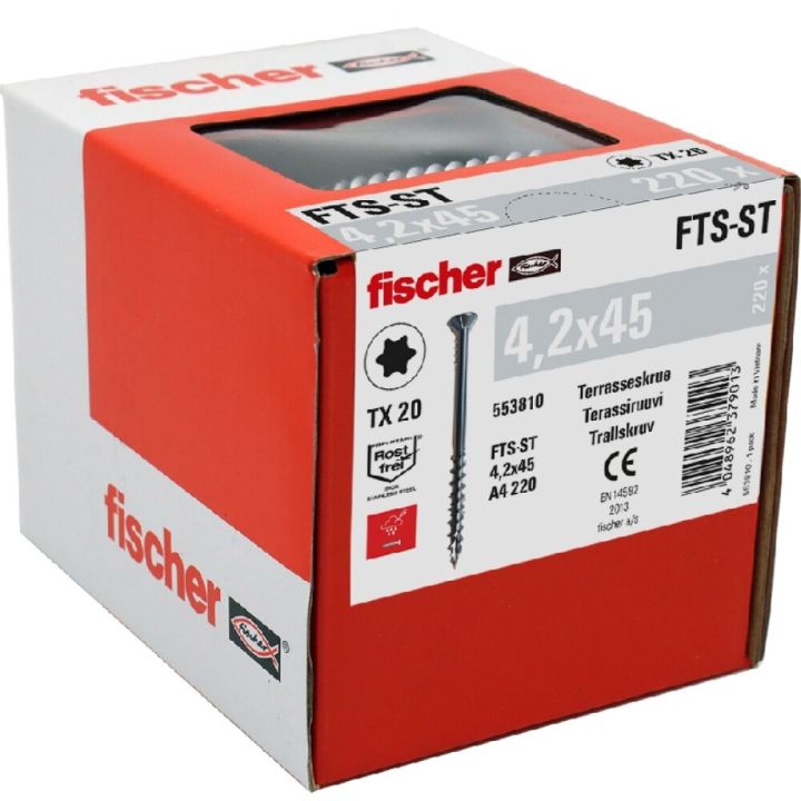 Pallaskrúfa Ø4,2x45mm ryðfrí A4 TX Fischer 220stk