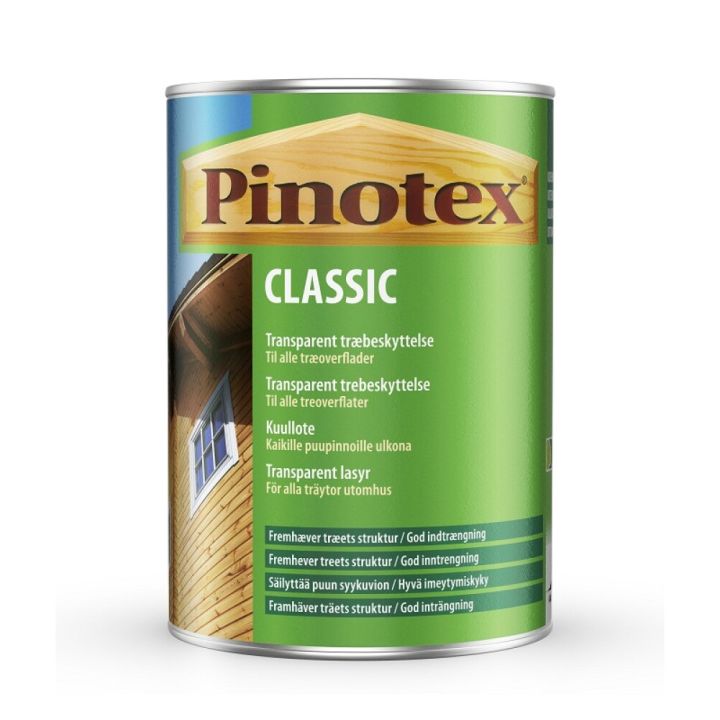 Viðarvörn Classic glær hálfþekjandi 1L Pinotex