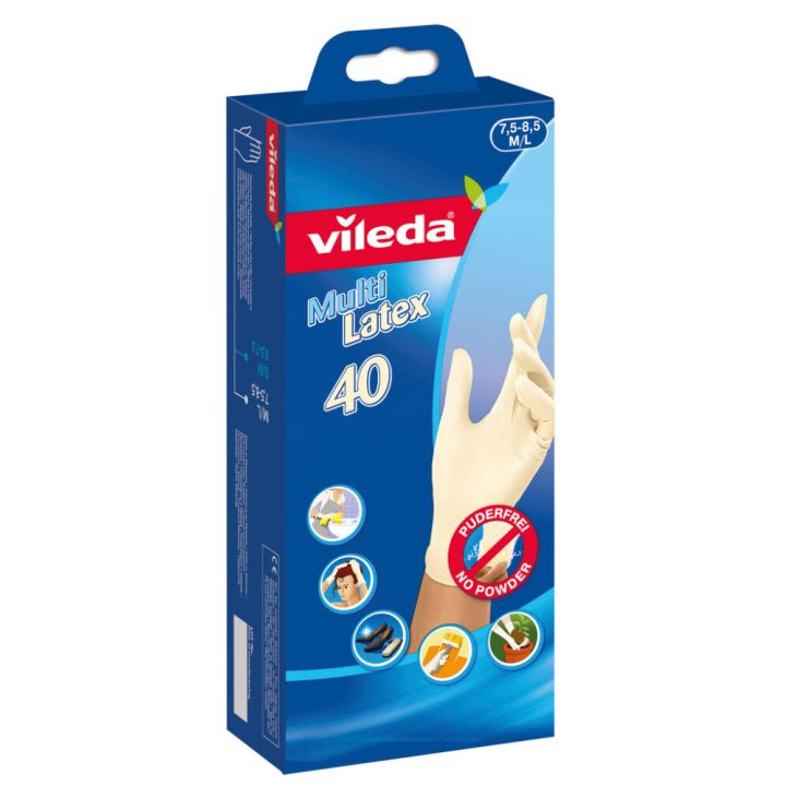 Latex hanskar str. M/L Vileda Multi 40stk