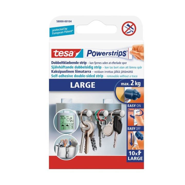Tvíhliða límband 2kg Tesa Powerstrips L 10stk