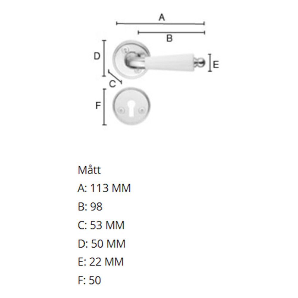 Hurðarhúnn Beslagsboden B279XKNS silfur/hvítur