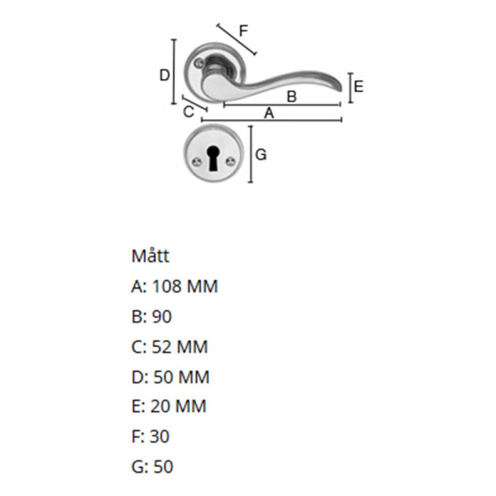 Hurðarhúnn Beslagsboden B276KMNS burstað króm