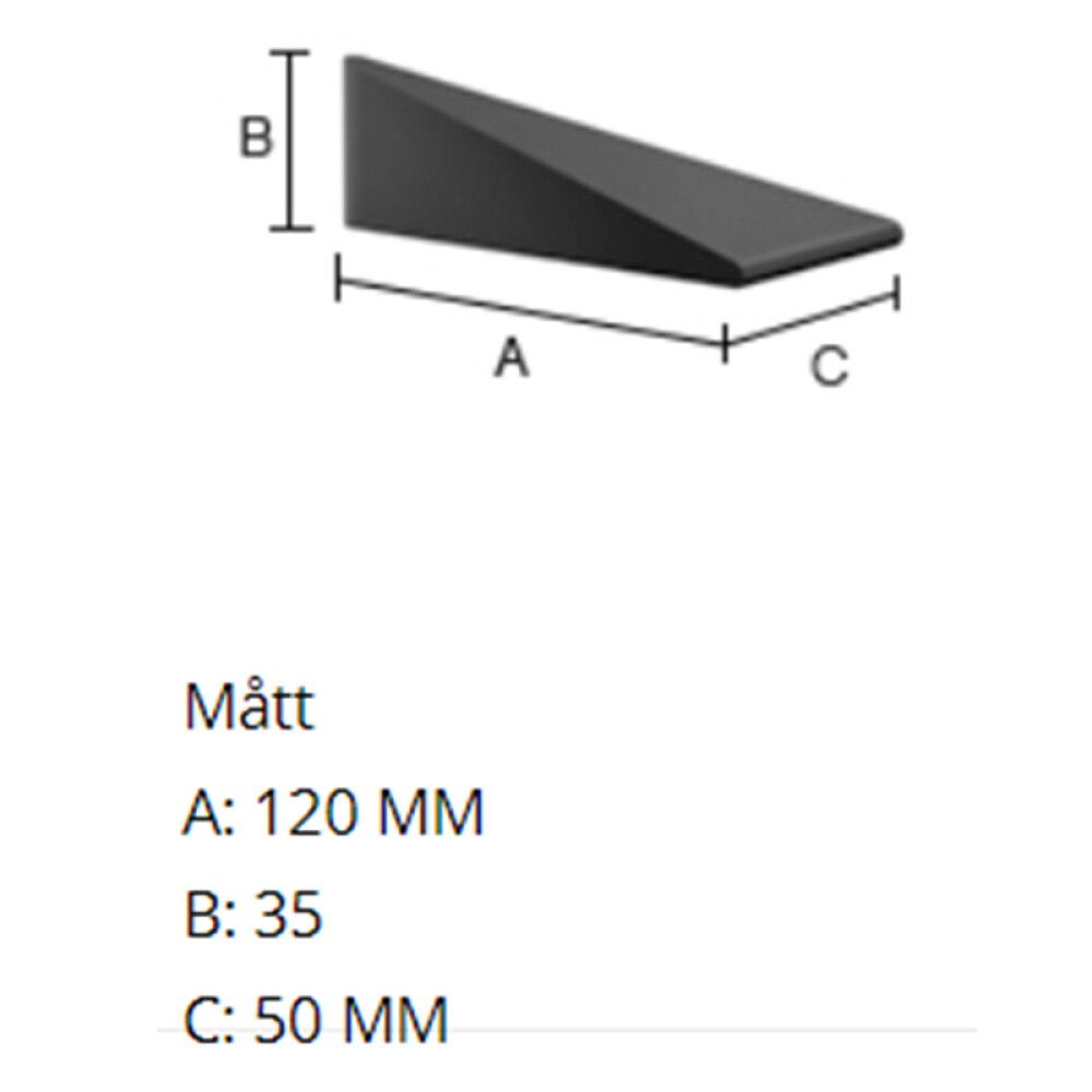 Hurðarstoppari laus Beslagsboden 120x35mm svartur