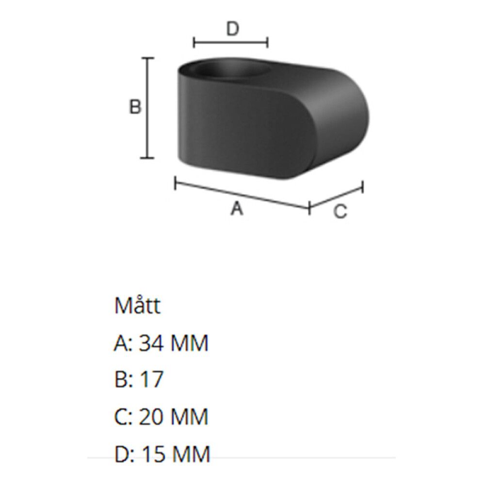 Hurðastoppari á hurðarhún 34x17x20mm Beslagsboden svartur