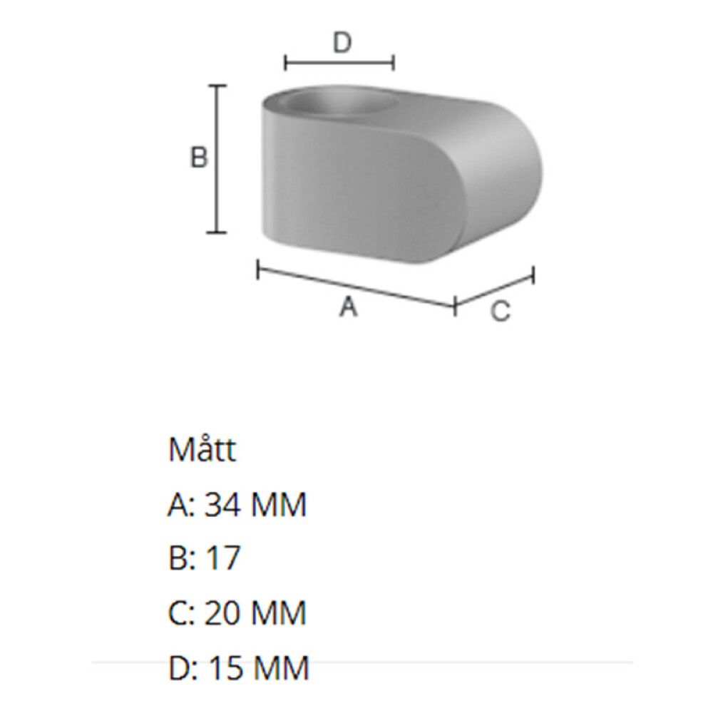 Hurðastoppari á hurðarhún 34x17x20mm Beslagsboden grár