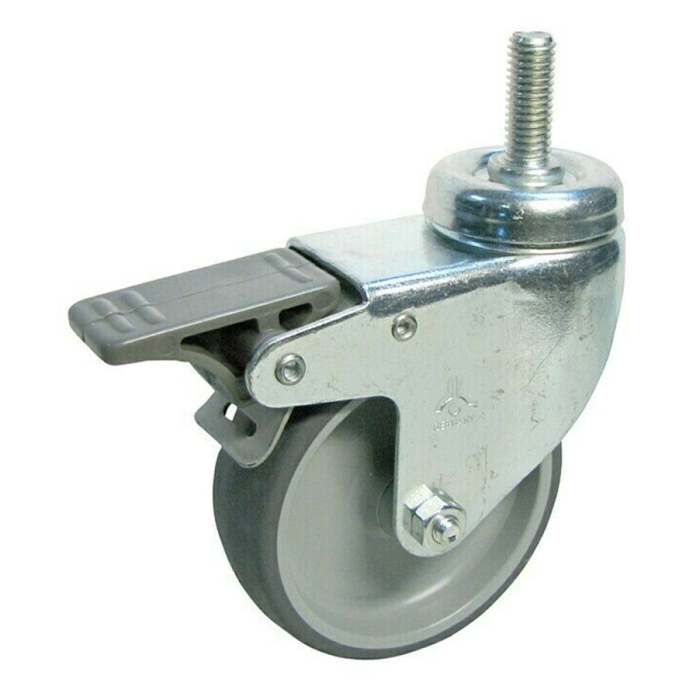 Snúningshjól með bremsu TPE 101x75mm 50kg M10